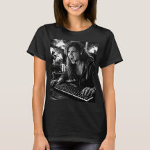 Camiseta de retrato de jugador furioso monocromo