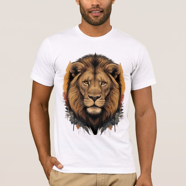Camiseta de retrato de león majestuoso (Anverso)