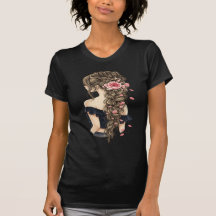 Camiseta de retrato de mujer floral