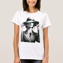 Camiseta de retrato para mujeres de diseño blanco