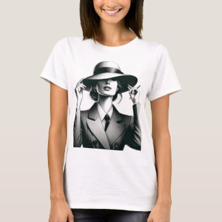 Camiseta de retrato para mujeres de diseño blanco
