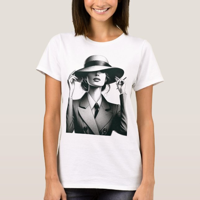 Camiseta de retrato para mujeres de diseño blanco  (Anverso)
