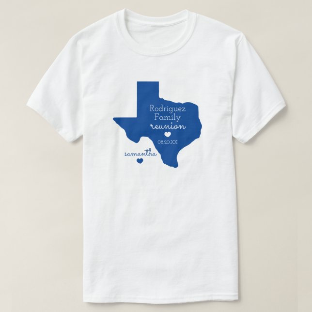 Camiseta de Reunión Familiar Azul de Texas (Diseño del anverso)