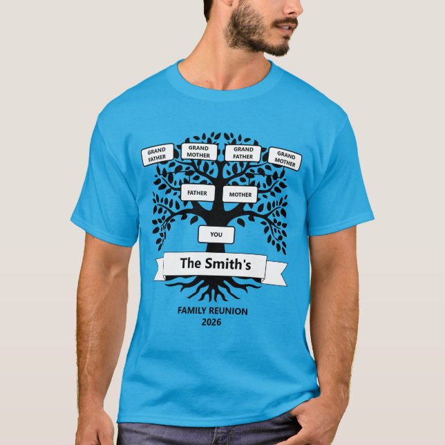 Camiseta de reunión familiar con árbol familiar Pe (Anverso)