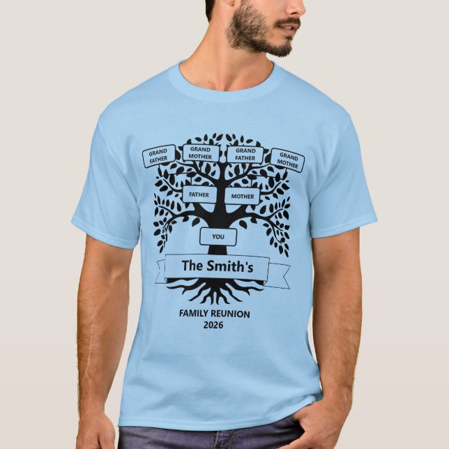 Camiseta de reunión familiar con árbol familiar Pe (Anverso)