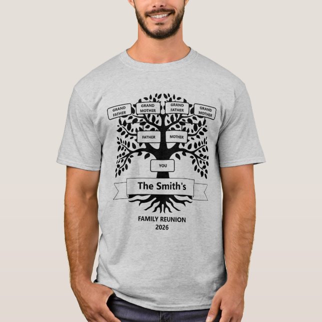 Camiseta de reunión familiar con árbol familiar Pe (Anverso)