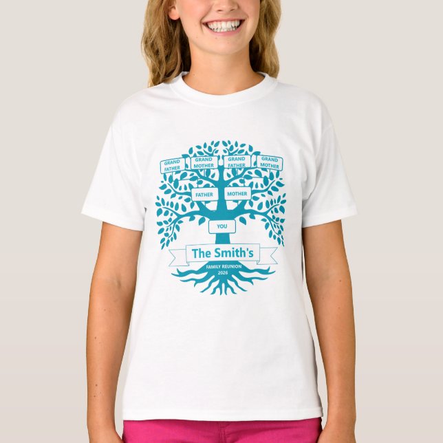 Camiseta de reunión familiar con árbol familiar Pe (Anverso)