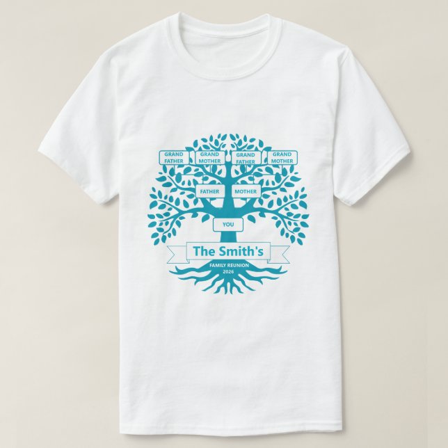 Camiseta de reunión familiar con árbol familiar Pe (Diseño del anverso)