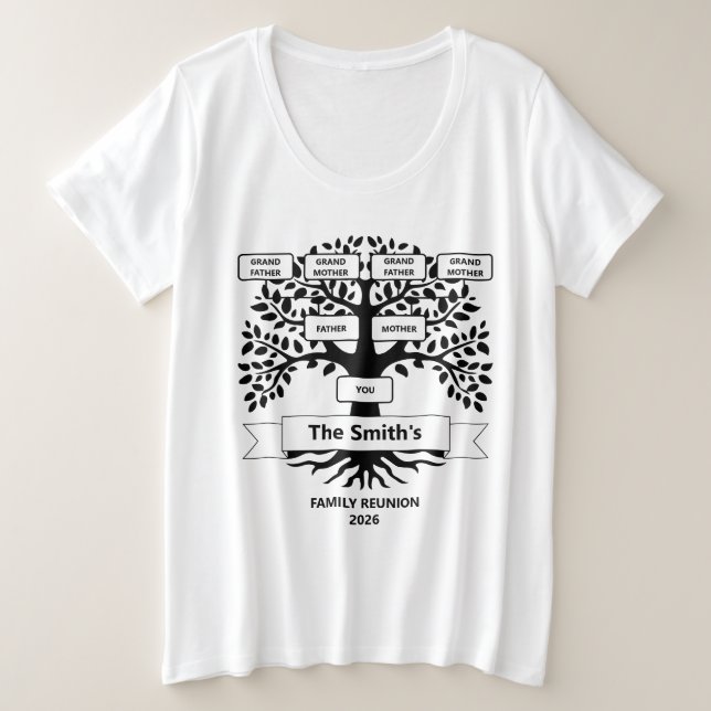 Camiseta de reunión familiar con árbol familiar Pe (Anverso del diseño)