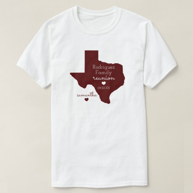 Camiseta de Reunión Familiar de Texas en el estado (Diseño del anverso)