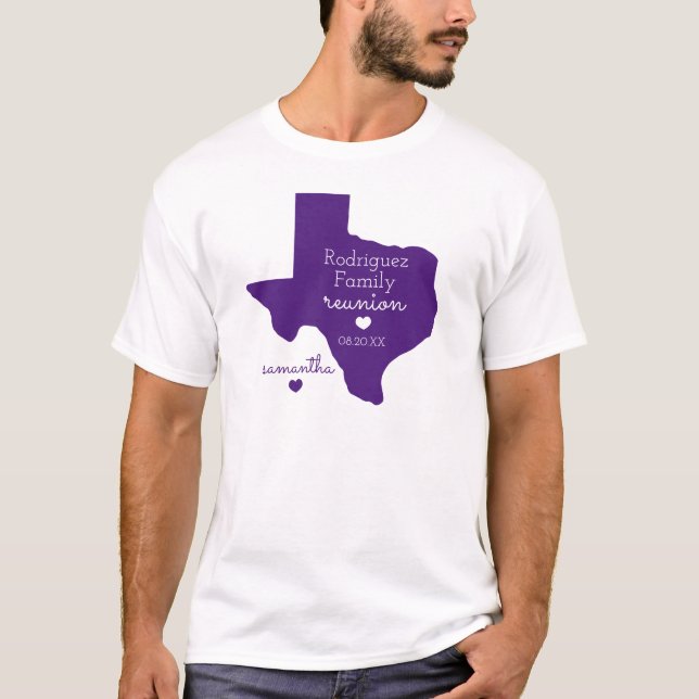 Camiseta de Reunión Familiar Púrpura de Texas (Anverso)