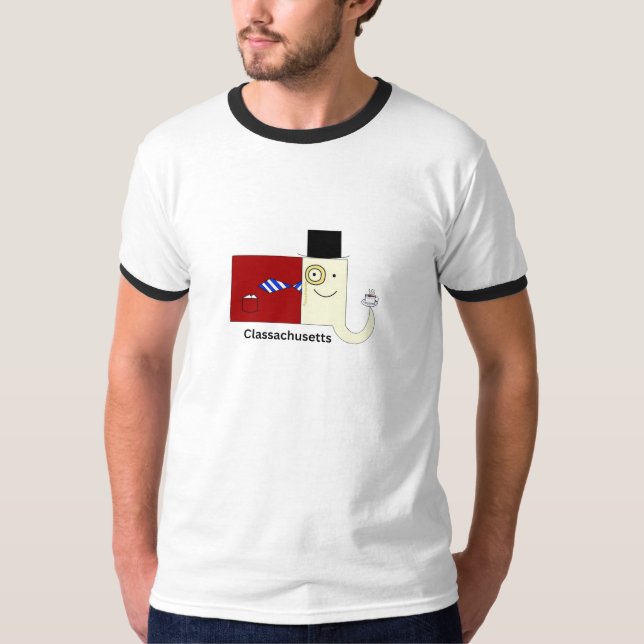 Camiseta de Ringer masculina de Massachusetts Clas (Anverso)