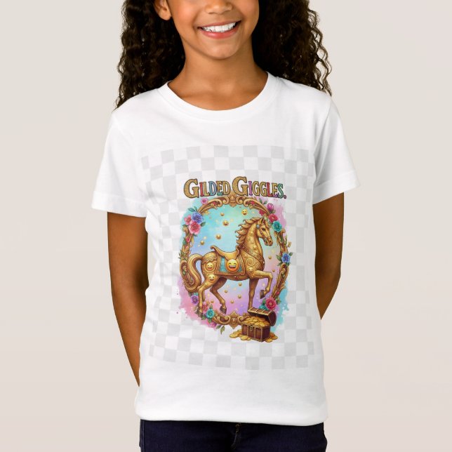 Camiseta de risas doradas - Caballo de carrusel do (Anverso)