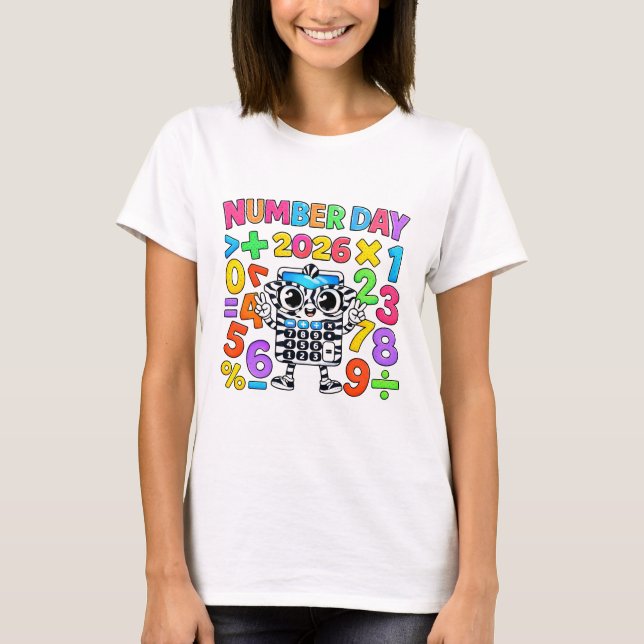 Camiseta de robot de calculadora de números de mat (Anverso)