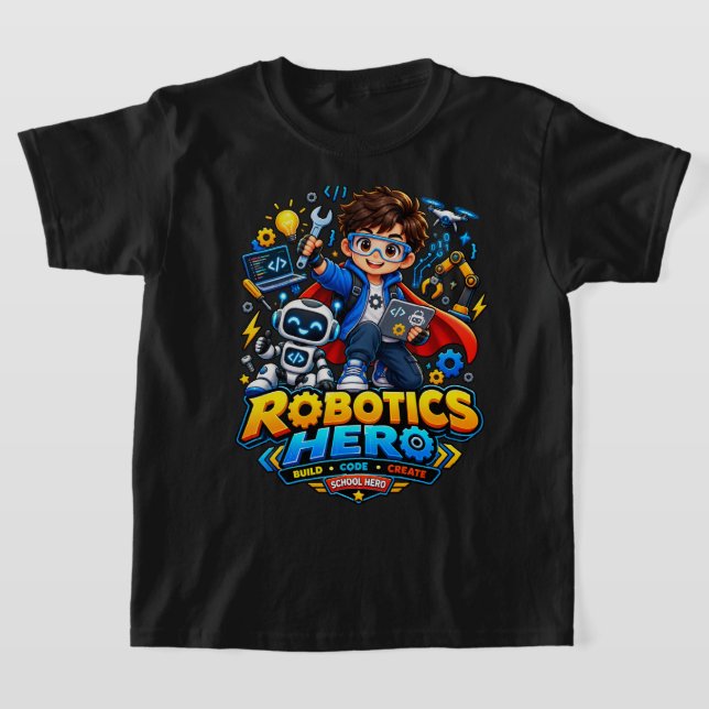 Camiseta de robot de héroe de robótica para niños  (Distribución)
