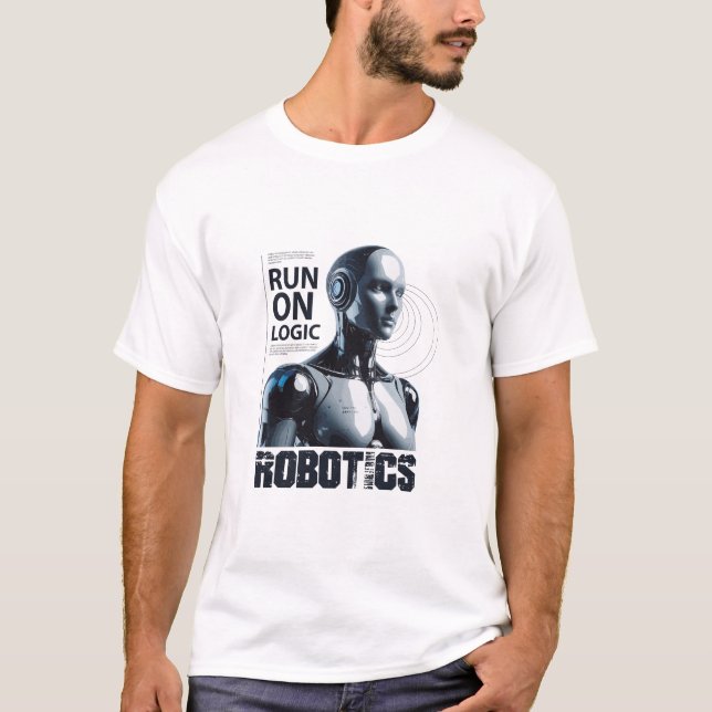 Camiseta de Robot Humanoide "Funciona con Lógica"  (Anverso)