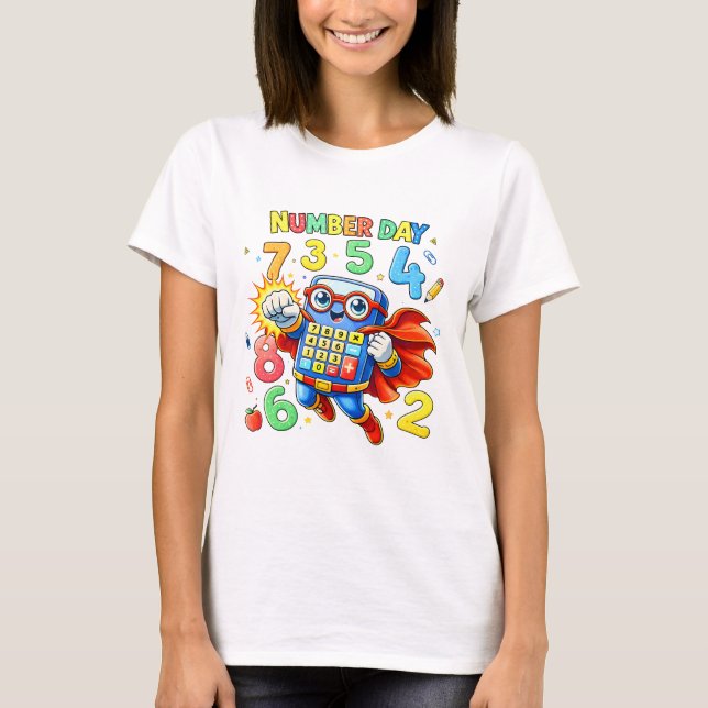Camiseta de Robot Superhéroe de Números de Matemát (Anverso)