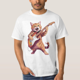 Camiseta de ROCK de gato tocando guitarra