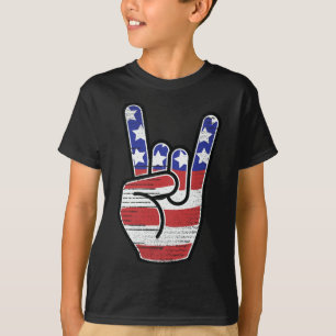 Camiseta de Rock N Roll bandera de EE. UU. signo d
