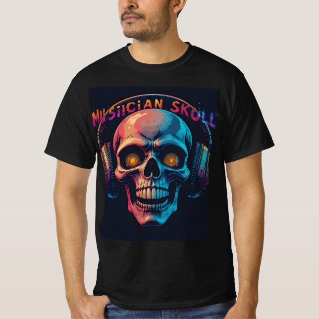 Camiseta de rock 'n' Roll Skull: desata tu menú in (Anverso)