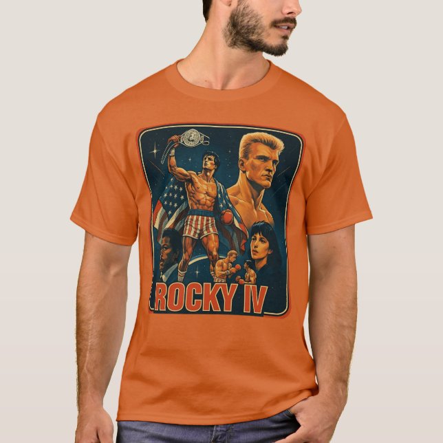 Camiseta de ROCKY IV con ilustraciones cómicas (Anverso)