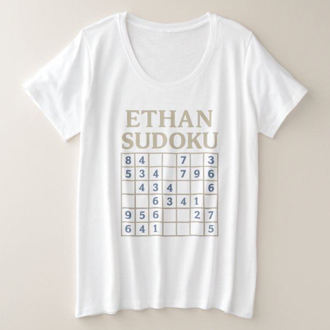 Camiseta de rompecabezas de Sudoku ETHAN – Cuadríc (Anverso del diseño)