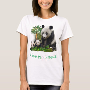 Camiseta de ropa de oso panda y crías