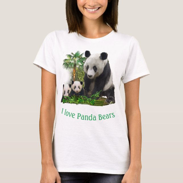 Camiseta de ropa de oso panda y crías (Anverso)