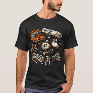Camiseta de ropa esencial para acampada vintage | 