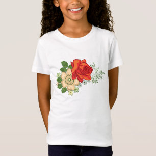 Camiseta de Rosa Roja y Margaritas
