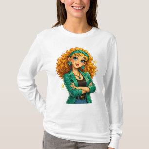 Camiseta de Rosie Max Cartoon Girl – Naranja Diver