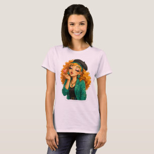 Camiseta de Rosie Max Cartoon Girl – Naranja rizad