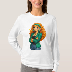 Camiseta de Rosie Max Cartoon Girl – Naranja rizad