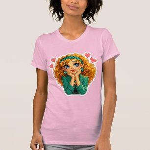 Camiseta de Rosie Max Cartoon Girl – Naranja rizad