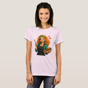 Camiseta de Rosie Max Cartoon Girl – Naranja rizad