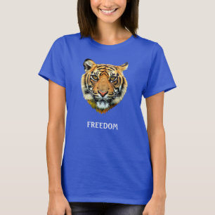Camiseta de rostro de tigre salvaje y caligrafía