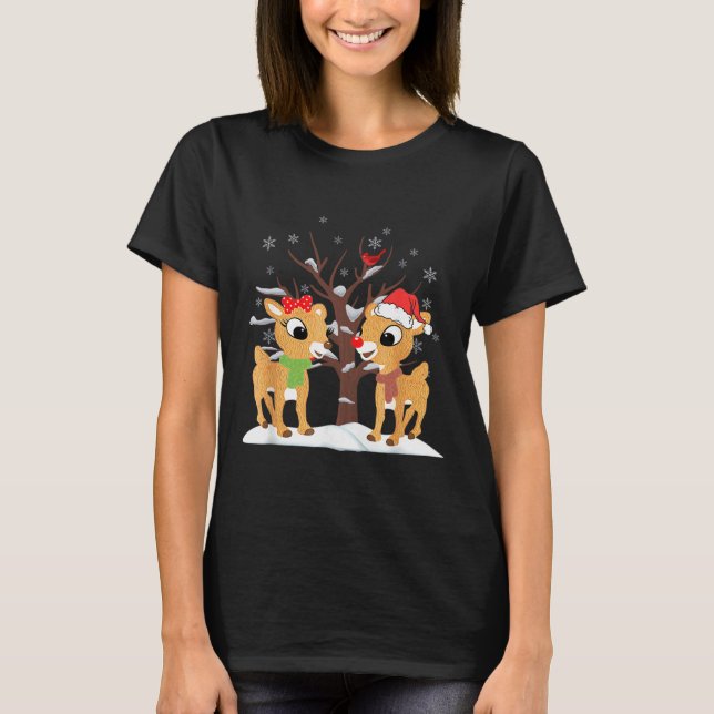 Camiseta de Rudolph y Clarice Navidad Niñas Tee (Anverso)