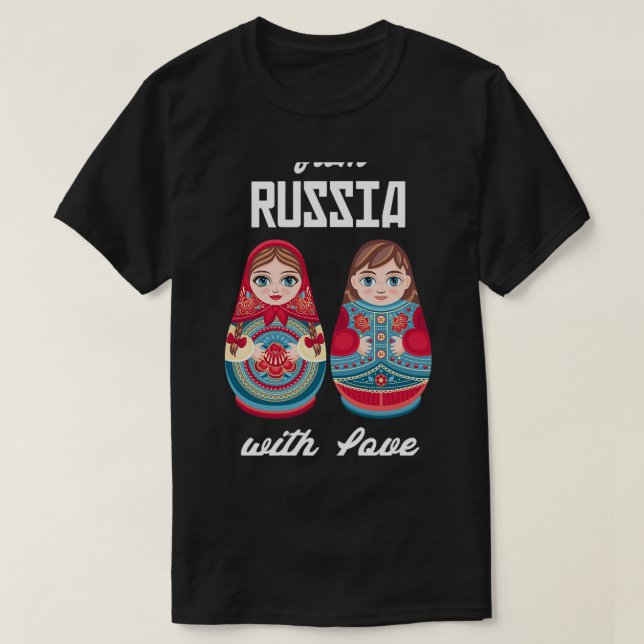 Camiseta De Rusia con amor Matryoshka Anidación de recuerdo (Diseño del anverso)