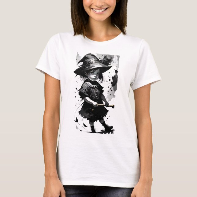 Camiseta de salpicaduras de tinta negra de niña br (Anverso)