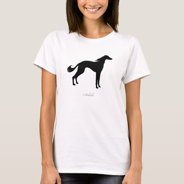 Camiseta de Saluki (silueta negra) (Anverso)