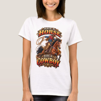 Camiseta de salvar un caballo y montar un vaquero
