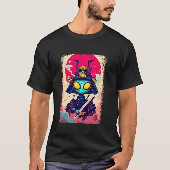 Camiseta de Samurái Alien Diseño de Ciencia Ficció (Anverso)