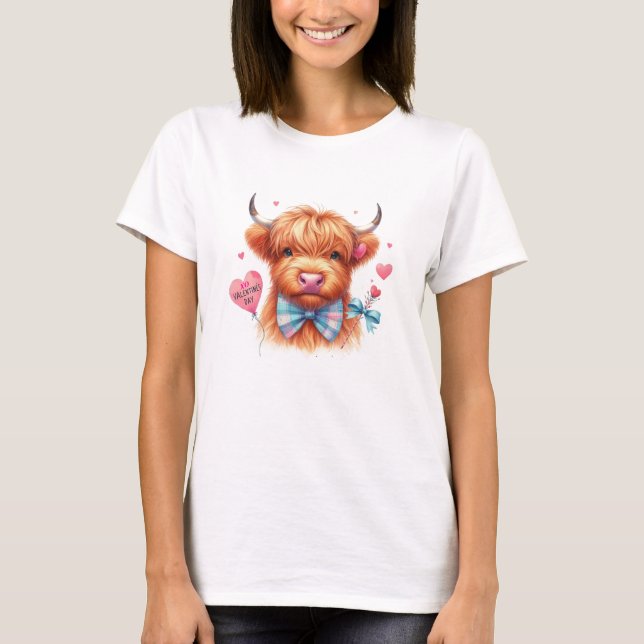 Camiseta de San Valentín Cute Highland (Anverso)
