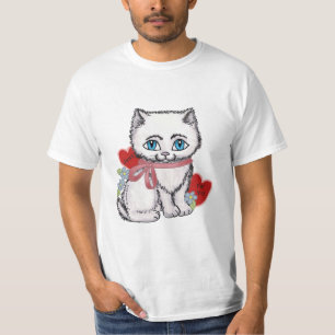 Camiseta de San Valentín de gatito blanco