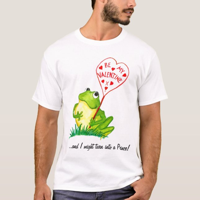 Camiseta de San Valentín de Rana Verde Divertida. (Anverso)