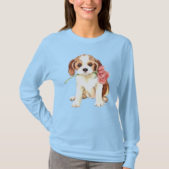 Camiseta de San Valentín Rosa Cavalier Long Sleeve (Anverso)