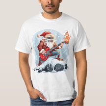 Camiseta de Santa Claus salvaje tocando la guitarr