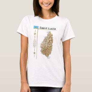 Camiseta de Santa Lucía con mapa + bandera + títul