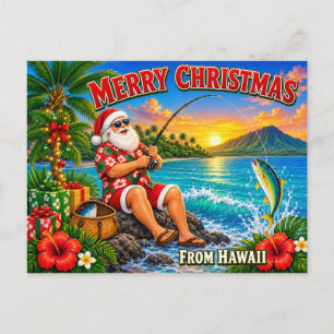 Camiseta de Santa Pescando en Hawaii Navidad