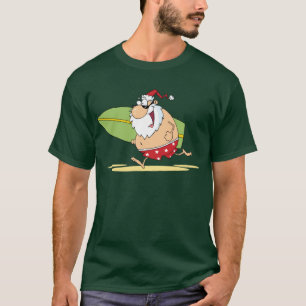 Camiseta de Santa que practica surf